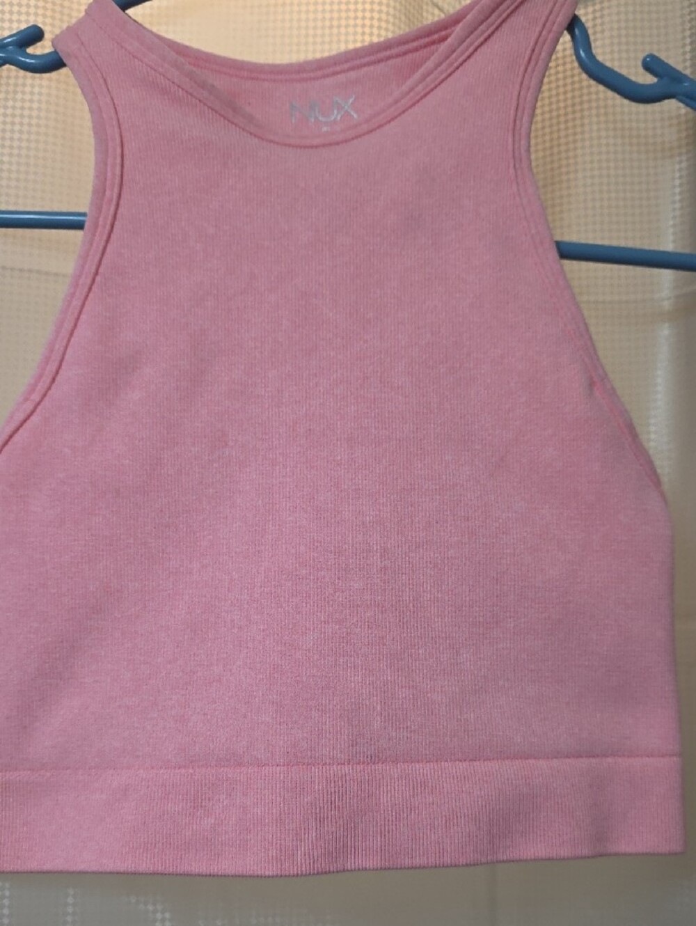 NUX Soft Pink Ribbed High-Neck Crop Tank - Picture 2 of 4